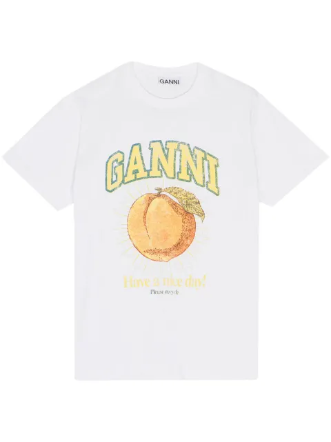 GANNI logo-print T-shirt White T35293575