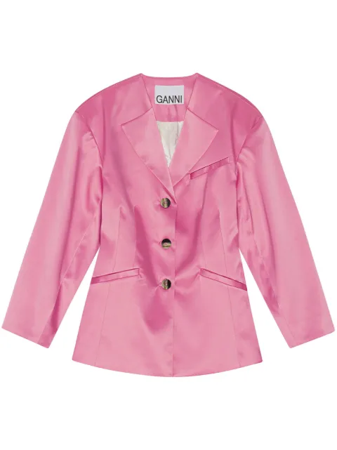 GANNI single-breasted blazer Pink F8205
