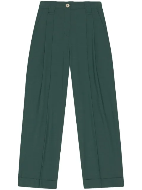GANNI pleat-detail trousers Green F7888
