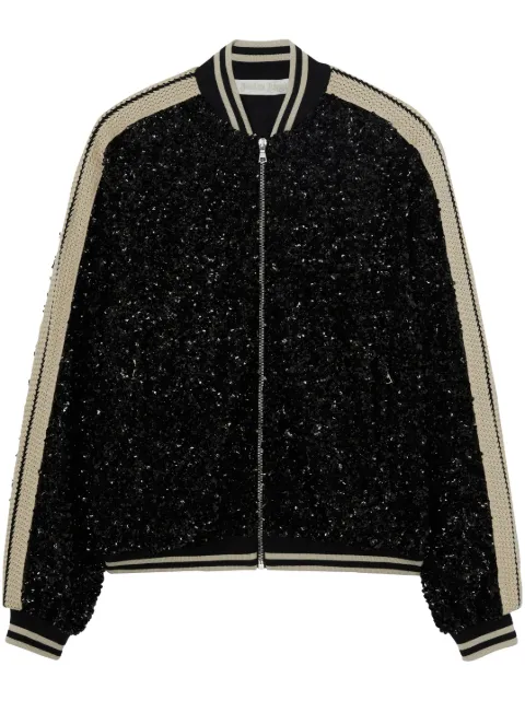 Palm Angels sequin-embellished bomber jacket Black PWEH014E23FAB0011003