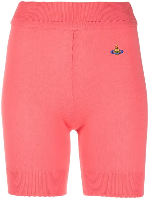 Vivienne Westwood embroidered-logo ribbed-knit shorts Pink 1802000GY000T