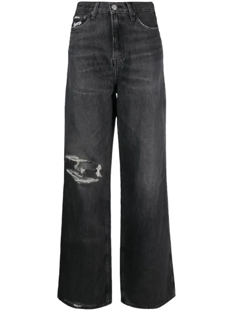 Tommy Jeans distressed-detail straight-leg jeans Black DW0DW14795