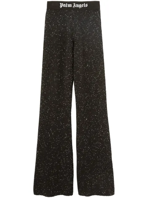 Palm Angels logo-print knitted flared trousers Black PWHG021E23KNI0011001