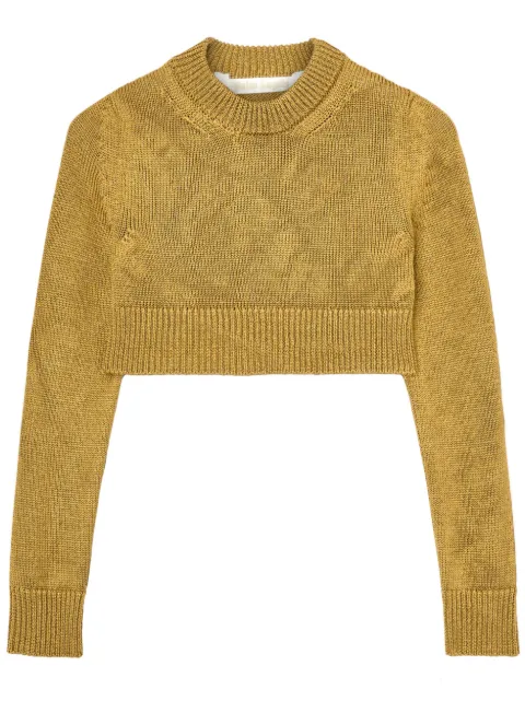 Palm Angels cropped laminated jumper Gold PWHE050E23KNI0017676