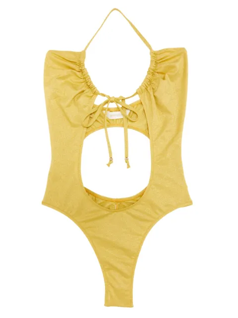 Palm Angels glittered cut-out swimsuit Yellow PWFC005E23FAB0011818