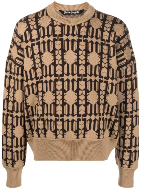 Palm Angels jacquard sweater Neutrals PMHE053E23KNI0016160