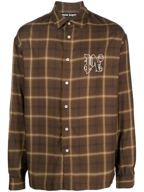 Palm Angels logo-print shirt Brown PMGE010E23FAB0026003