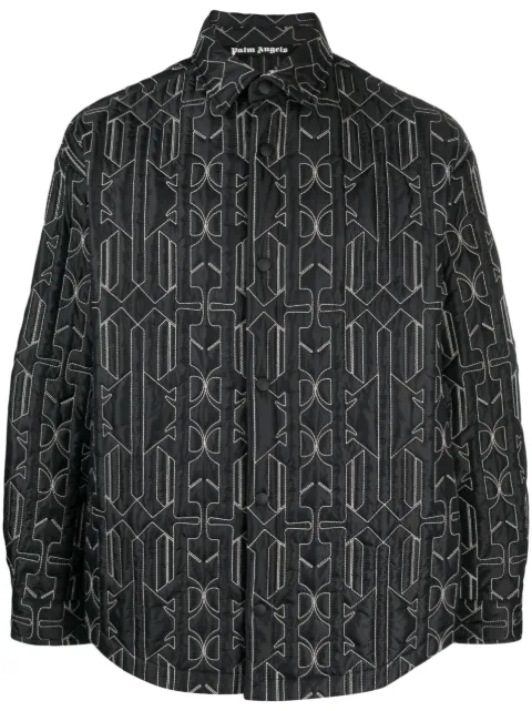 Palm Angels monogram-quilted shirt jacket Grey PMEA251E23FAB001
