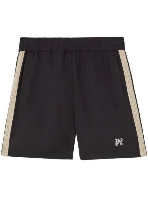 Palm Angels monogram-embroidered striped shorts Black PMCL003E23FAB0011003