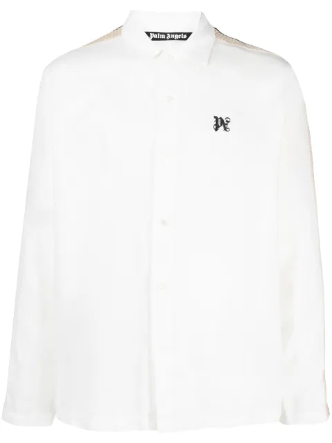 Palm Angels PA Monogram-print linen shirt White PMBD056E23FAB0010310