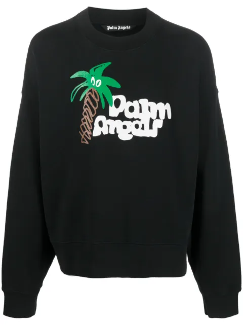 Palm Angels logo-print organic cotton sweatshirt Black PMBA026E23FLE0071001