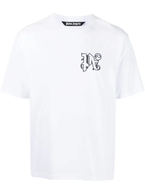 Palm Angels monogram cotton T-shirt White PMAA089E23JER0010110