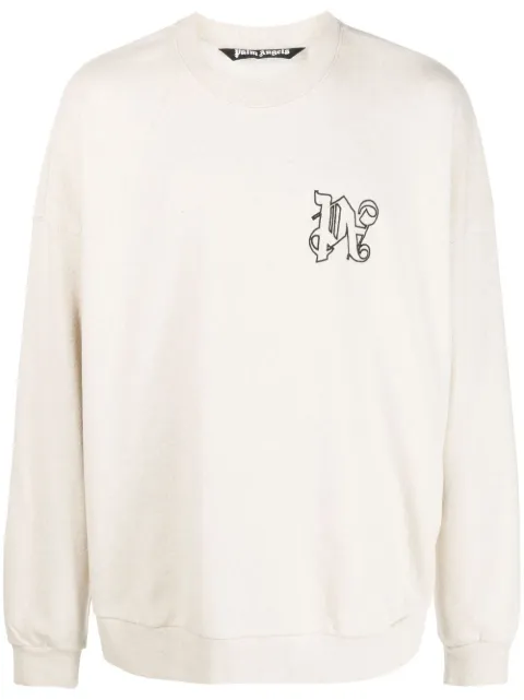 Palm Angels logo-print cotton sweatshirt Neutrals PMBA074E23FLE002