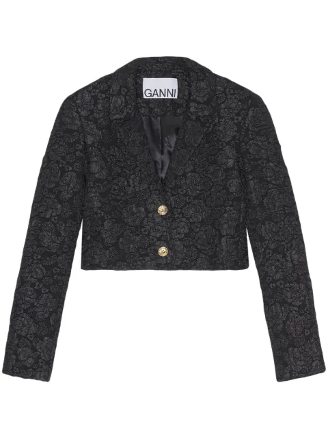GANNI jacquard cropped jacket Black F8026