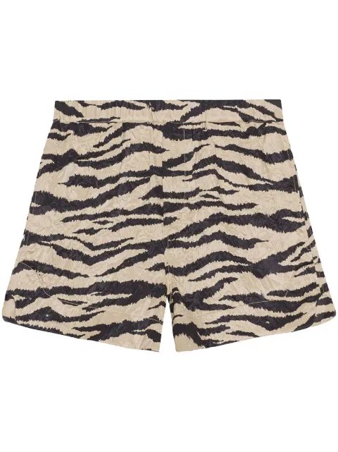 GANNI zebra-print crinked shorts Black F8159