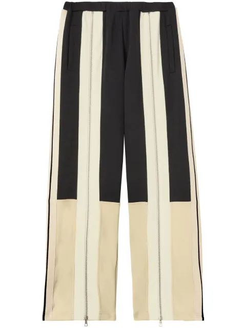 Palm Angels zip-detailing striped trousers Black PWCJ018E23FAB0010410