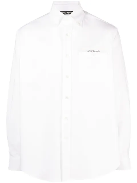 Palm Angels Sartorial-tape cotton shirt White PMGE012E23FAB0010110