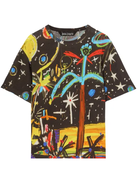 Palm Angels graphic-print crewneck T-shirt Black PMAA091E23JER0011084