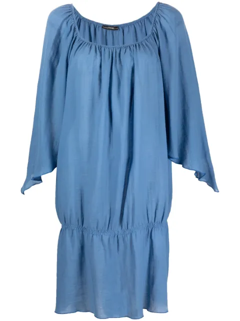 Gianfranco Ferré Pre-Owned 2000s long-sleeved gathered dress Blue GFE430PPF