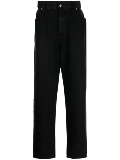 FOO AND FOO logo-patch cotton wide-leg jeans Black FFD9041