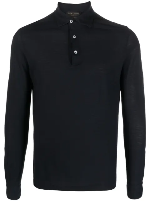 Dell'oglio long-sleeve cotton polo shirt Blue PLMLBASJCREPE