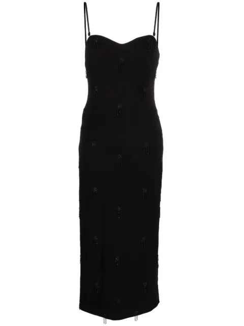 P.A.R.O.S.H. embroidered crepe midi dress Black D721854RPOP013