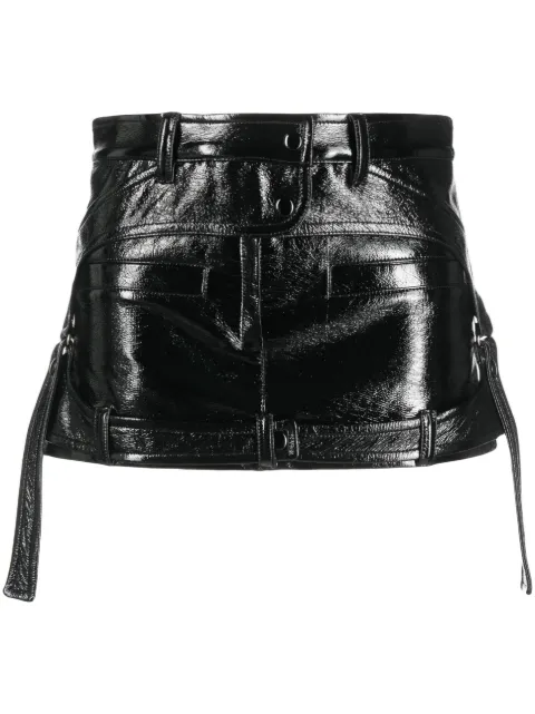 Courrèges tie-detail patent miniskirt Black 223CJU098VY0014