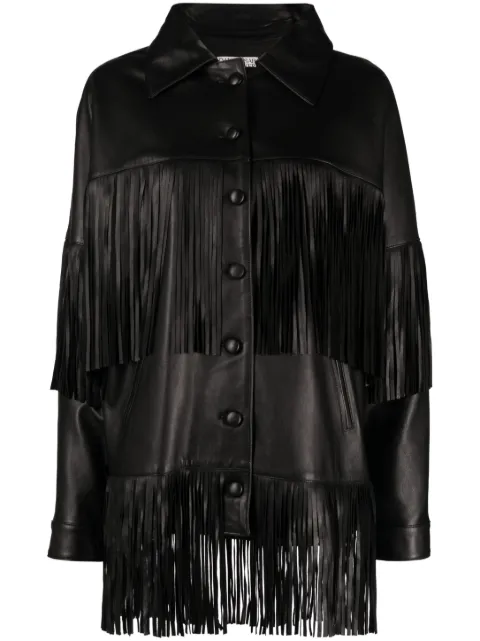DANCASSAB Loretta fringed leather jacket Black DCFW19MLORNEGFL