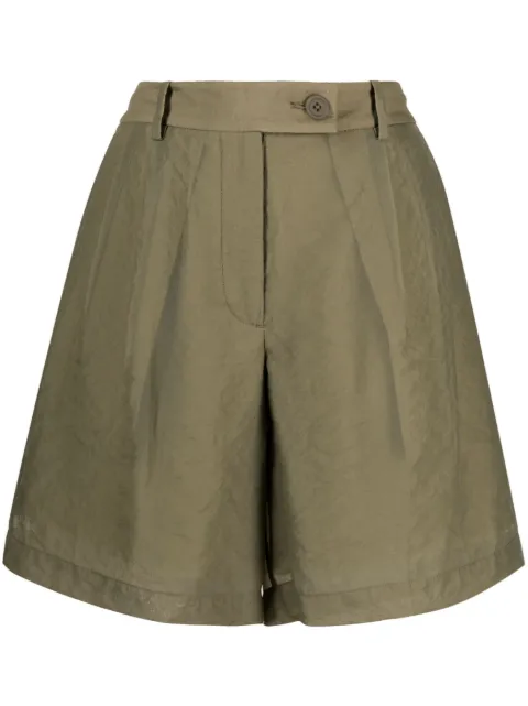 Helmut Lang pleated sheer shorts Green N02HW204