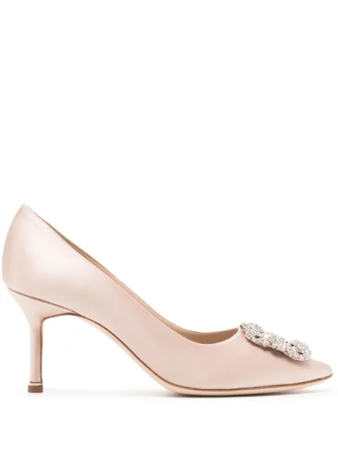 Manolo Blahnik Hangisi 70mm crystal-buckle pumps Pink 9XX0316