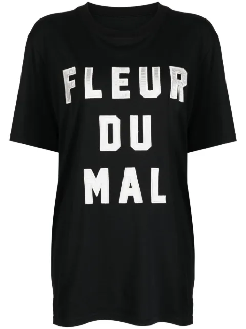 Fleur Du Mal logo-embroidered jersey T-shirt Black TP05480100