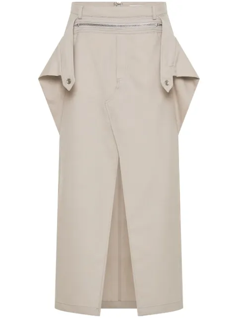 Dion Lee zip-detail wool midi skirt Neutrals A1428P23