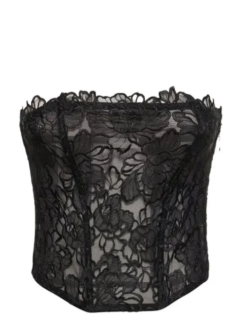 Fleur Du Mal Whitney embroidered corset top Black TP05400100