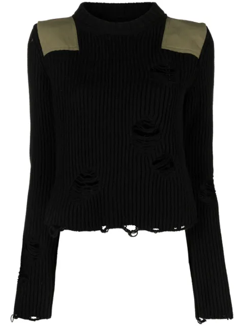 MM6 Maison Margiela distressed ribbed jumper Black S52HL0004S18285