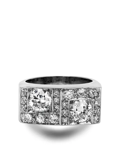 Pragnell Vintage 18kt white gold Art Deco diamond cocktail ring Silver 149126