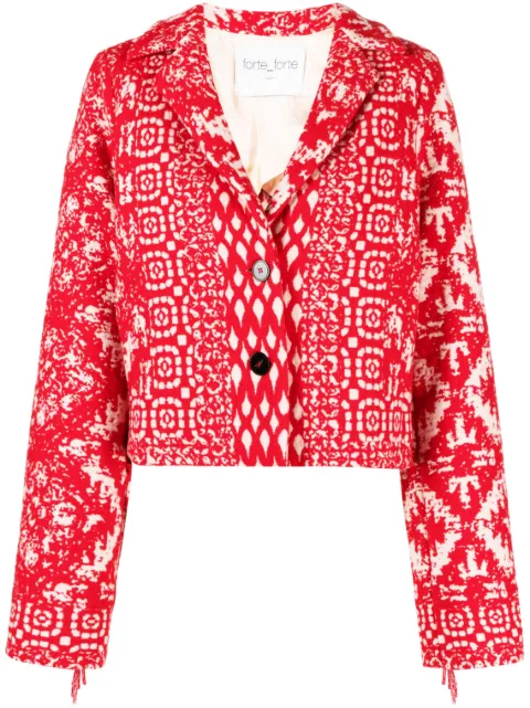 Forte Forte Clio jacquard fringed jacket Red 10601MYCOAT