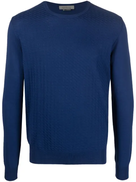 Corneliani long-sleeved cotton sweatshirt Blue 91M5063125131