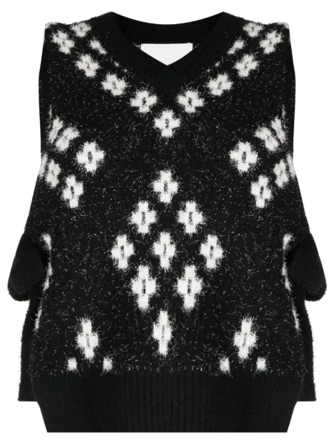 3.1 Phillip Lim argyle-check knitted vest Black P23270032GTJ