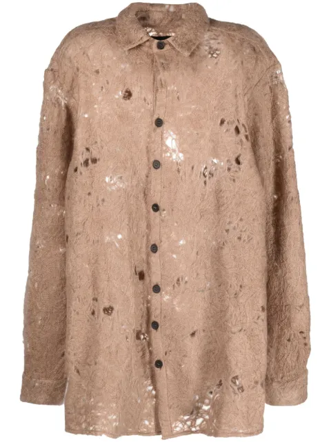VITELLI raw-cut finish long-sleeve shirt Neutrals SS23D06G02OSZ