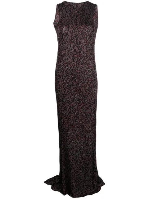 VITELLI draped-detailing floor-length dress Black SS23D27F01LD