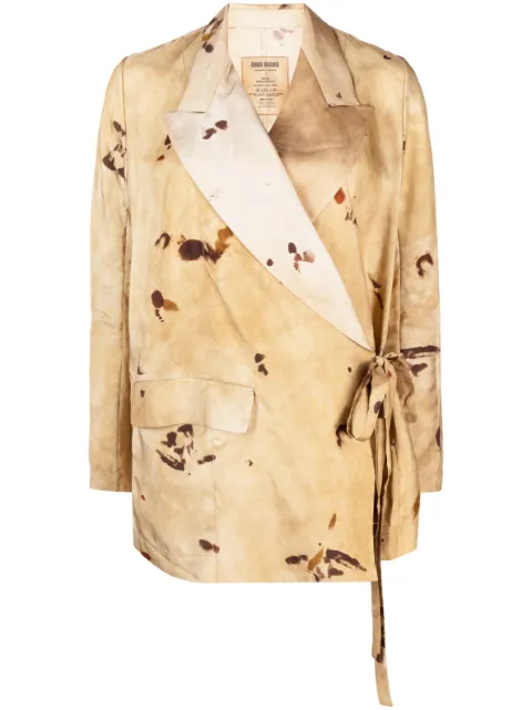 Uma Wang graphic-print side-fastening blazer Brown UW6013