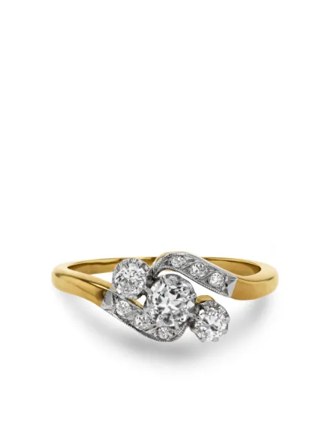 Pragnell Vintage 18kt yellow gold diagonal diamond ring Gold 152386