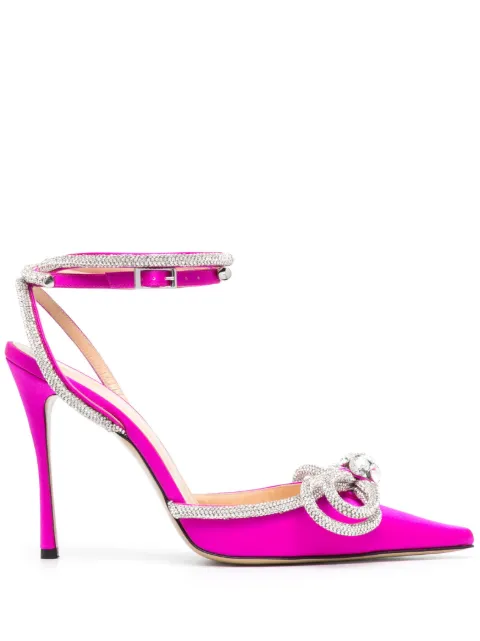 MACH & MACH Double Bow 105mm satin pumps Pink R212101FC
