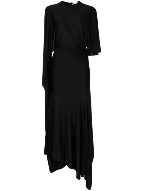 Stella McCartney cape-sleeve asymmetric dress Black 6A02073BU359