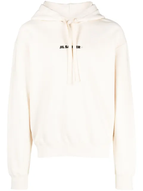 Jil Sander logo-print cotton hoodie Neutrals J47GU0002J20010279