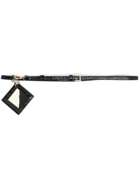 Tory Burch crocodile-embossed mirror belt Black 151035