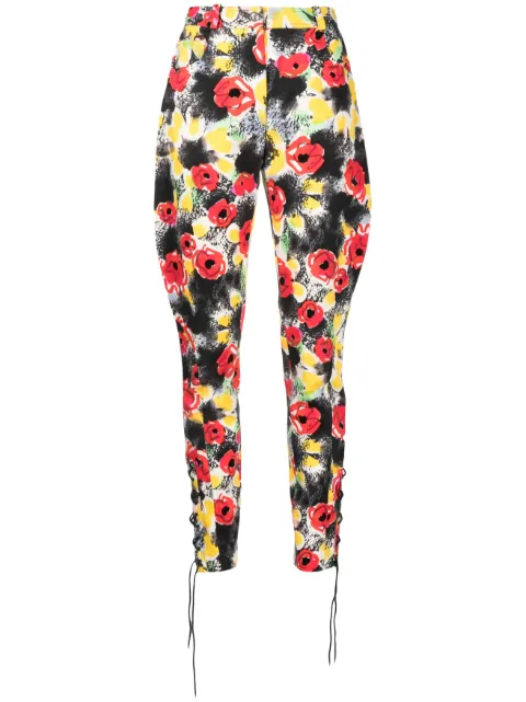 CHANEL Pre-Owned 1997 camellia-print slim-cut trousers Multicolour E97PO7483V05589I0200