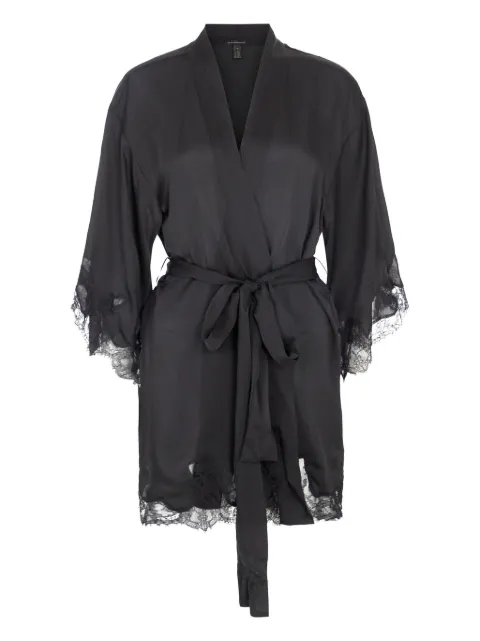 Kiki de Montparnasse belted silk robe Black C001RB008