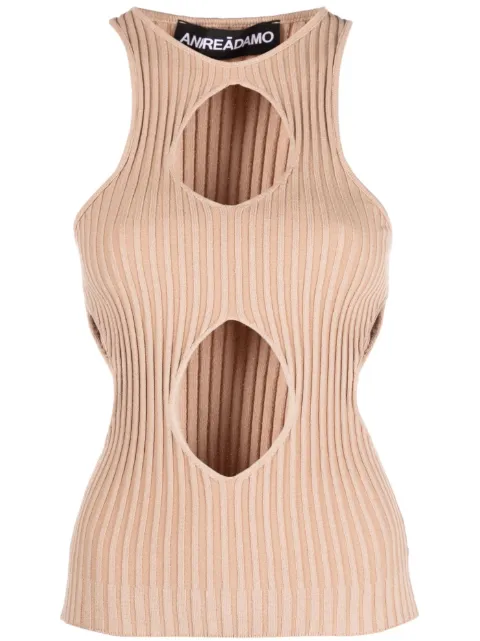 ANDREĀDAMO cut out-detail ribbed-knit top Neutrals TO21947268