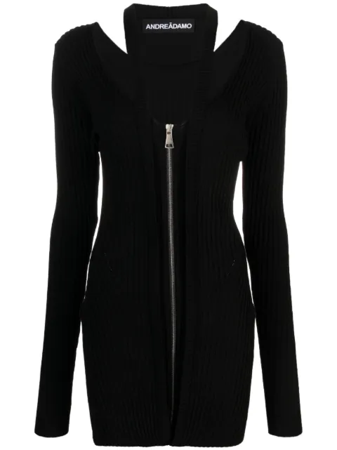 ANDREĀDAMO V-neck ribbed-knit dress Black ADFW23DR11770473